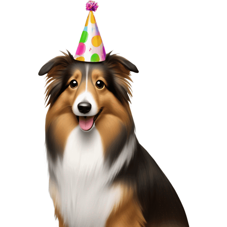 Sheltie wearing a party hat  emoji