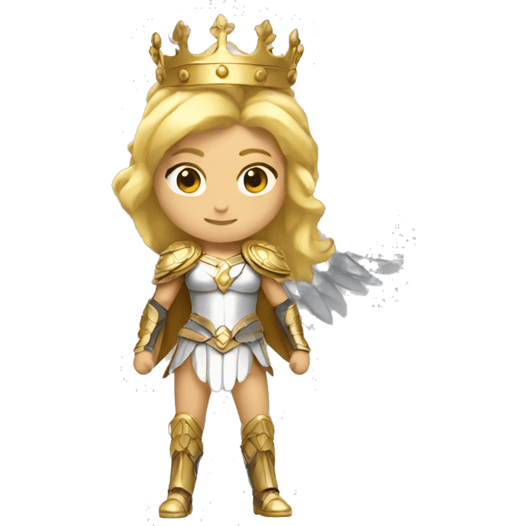 Blond Valkyrie full body with crown with wings emoji