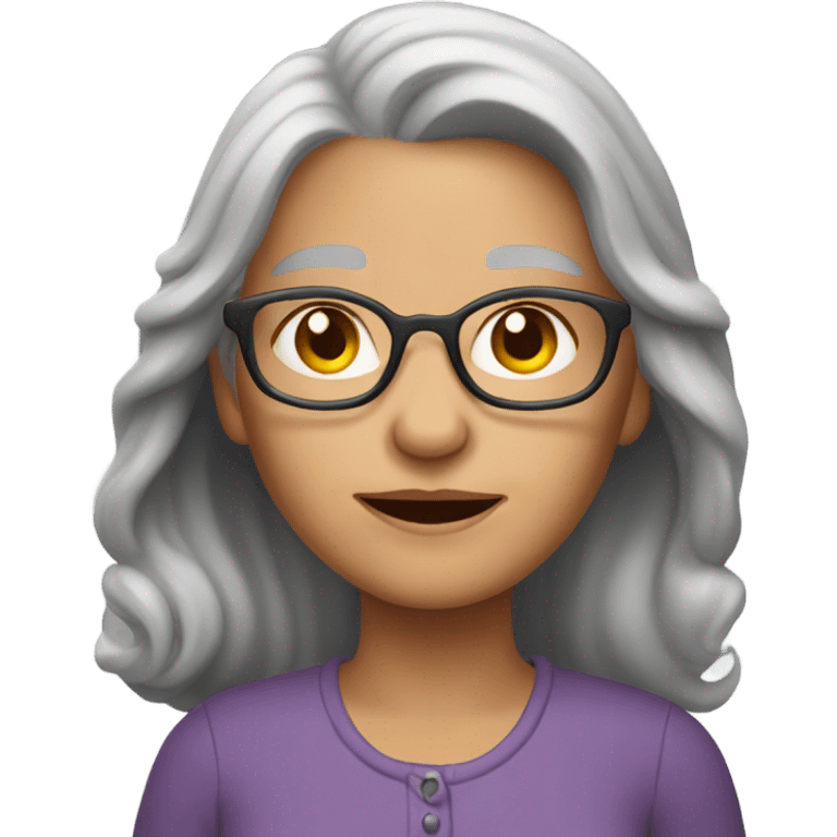 Younger Grandma with longer gray hair no glasses emoji