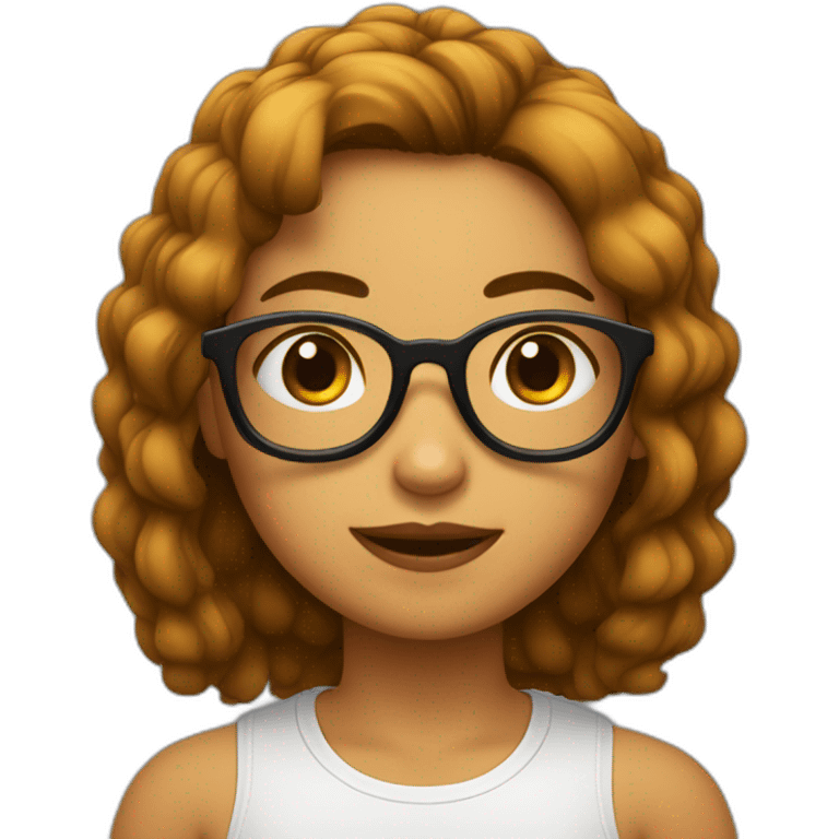 Chica pelo corto y marrón con gafas emoji