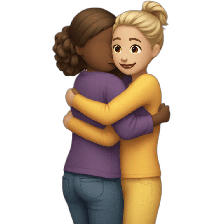 two girls hugging emoji