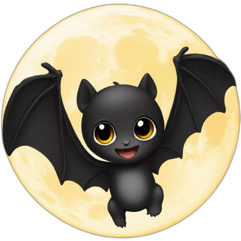 black baby bat wings in front of moon emoji