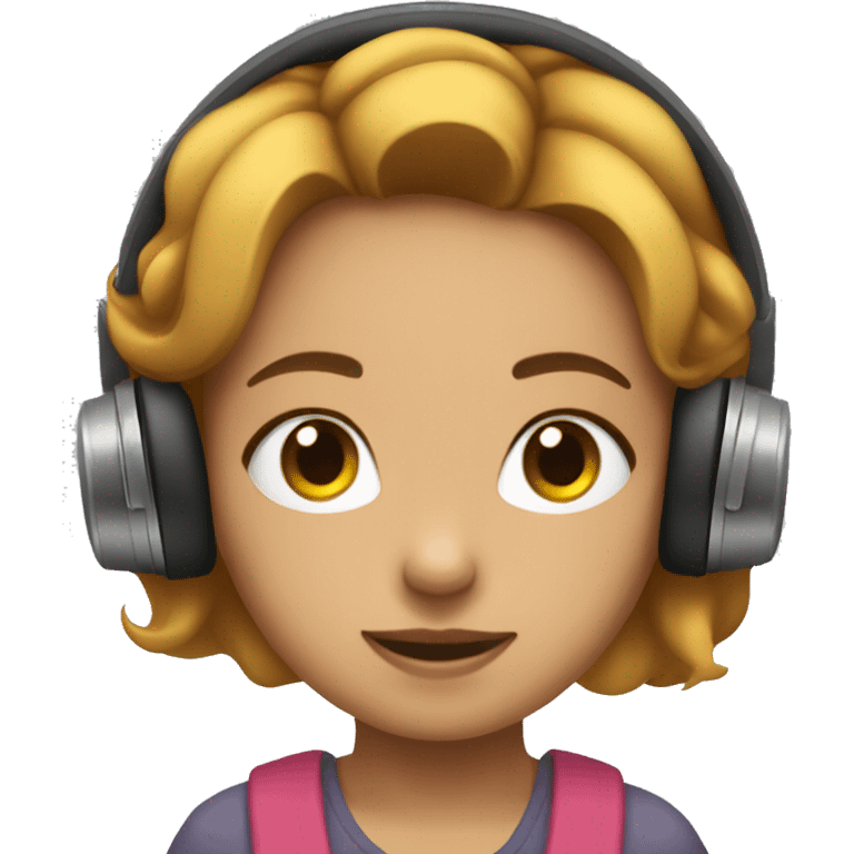 a girl with bob hair wearing headphones enjoying music with eyes closed emoji