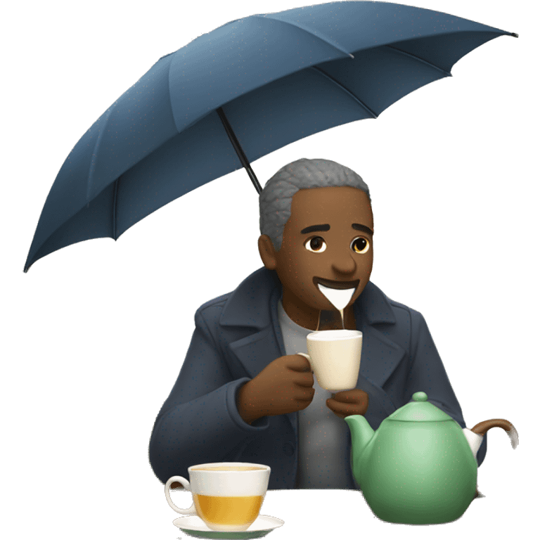 drinking tea with umbrella emoji