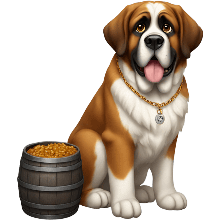 St. Bernard with a barrel necklace in Russia emoji