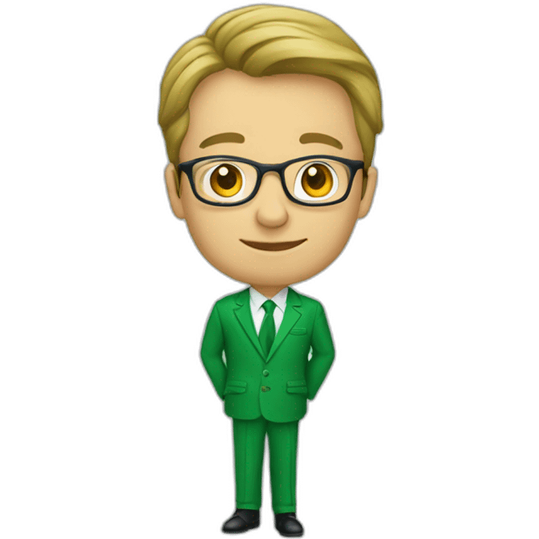 Wisdom, young marketing teacher in green suit emoji