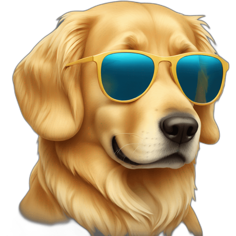 Golden retrivier with sunglasses emoji