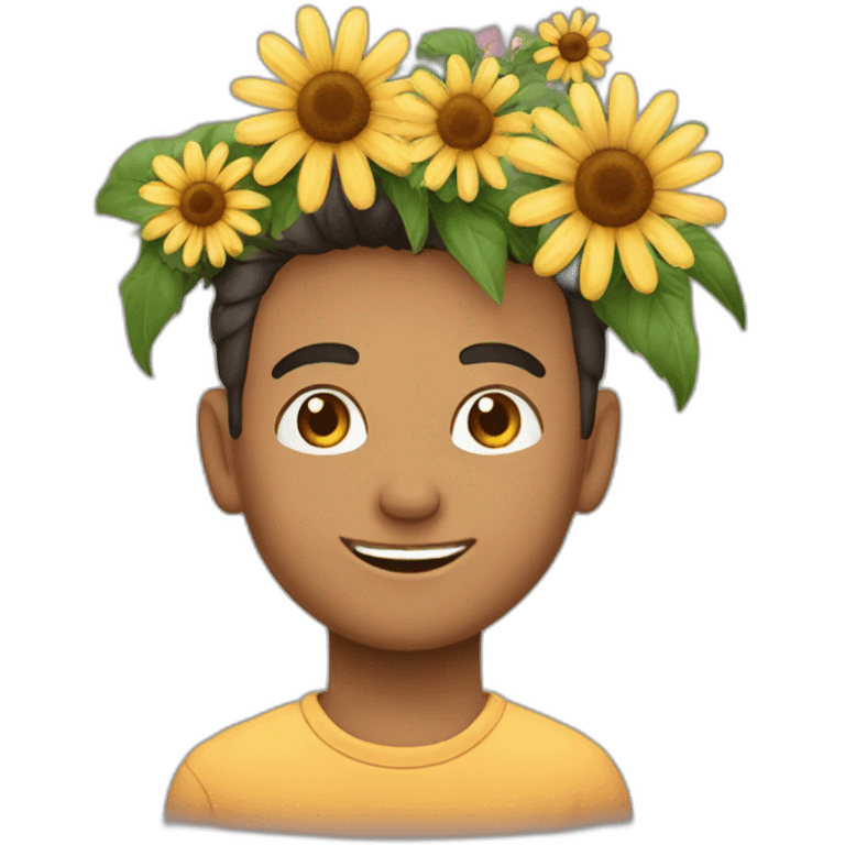 Ragazzo con mazzo di fiori  emoji