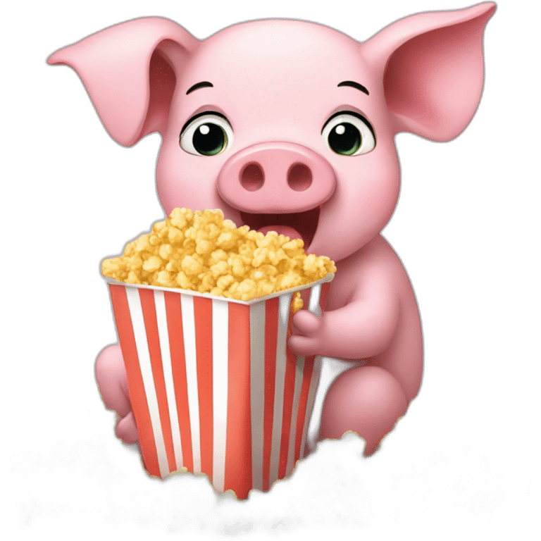 Pig eating popcorn emoji