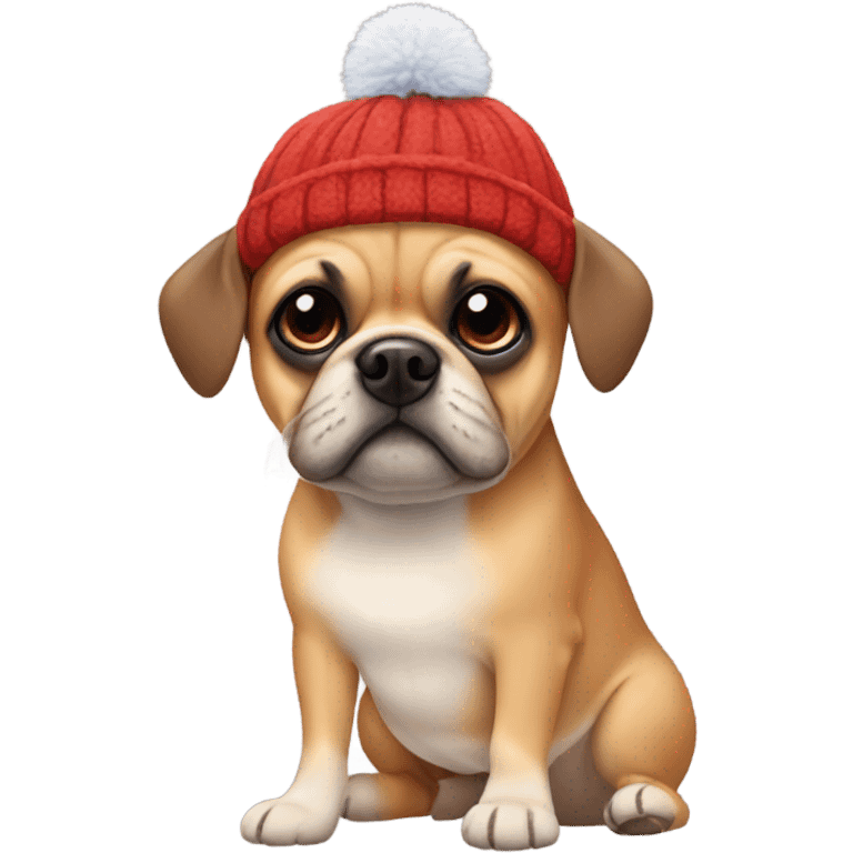 Puggle with winter hat on emoji