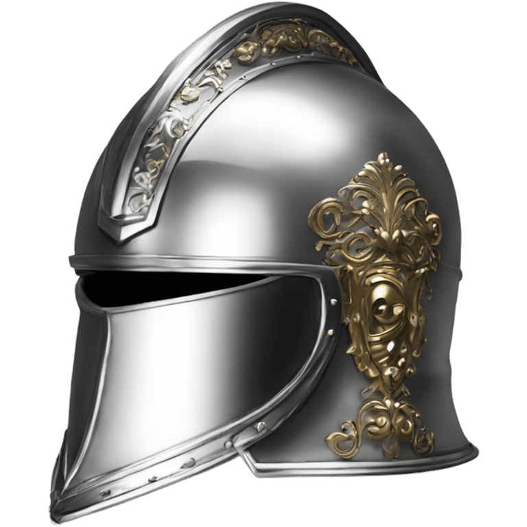 ornate french full-face steel armet helmet chrome emoji