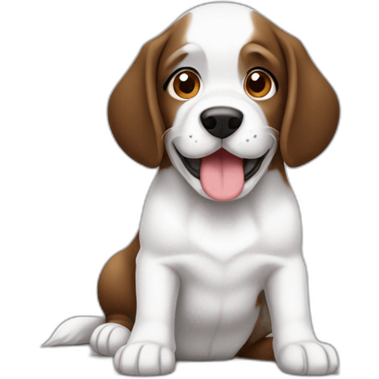 Cachorro branco com cinza e marromdo focinho fino emoji