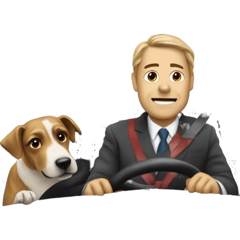 Dog driving a minister emoji