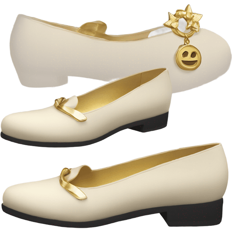 Cream color flat shoes with gold accents  emoji