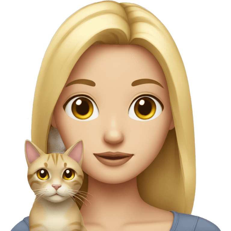 Blonde girl with cat emoji