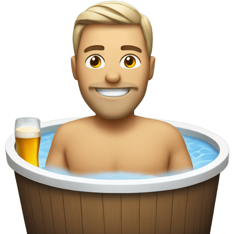 Person in hot tub with beer emoji