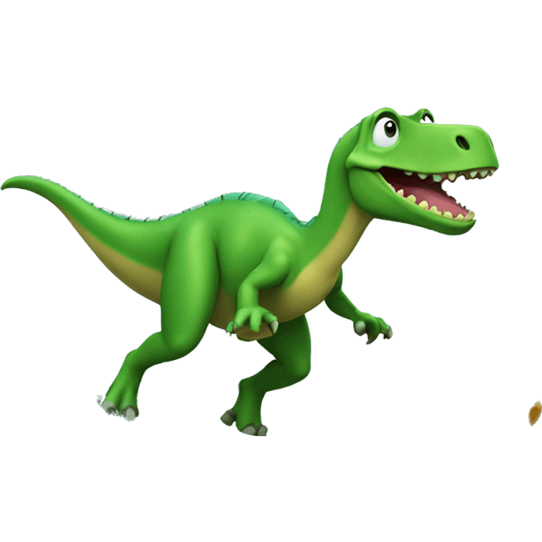 Green excited dinosaur surfing emoji