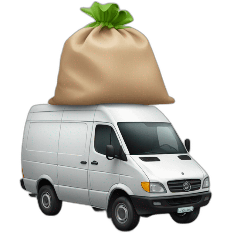 a sprinter van with a bag on its head emoji