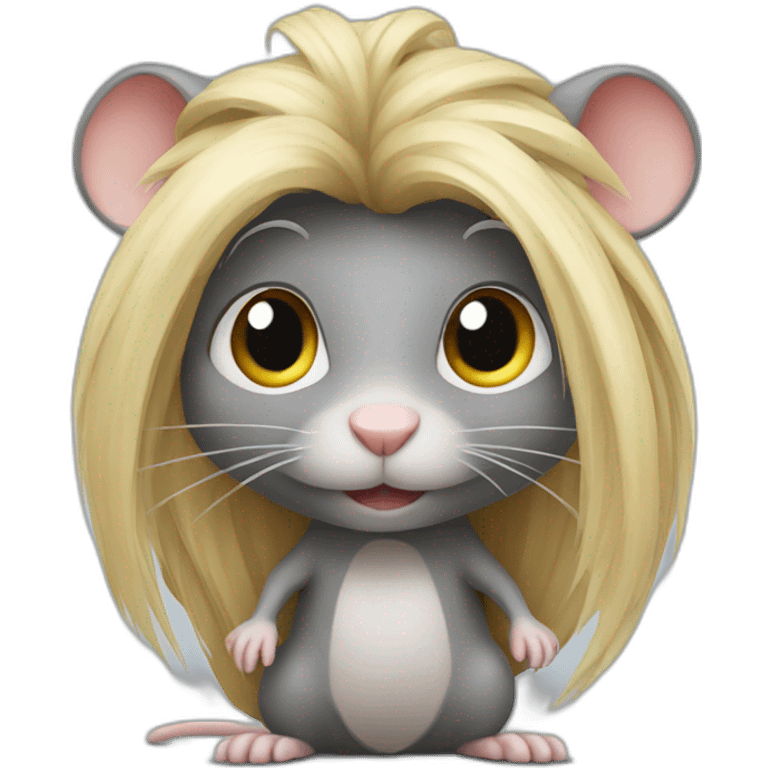 Rat standing with long blond hair emoji