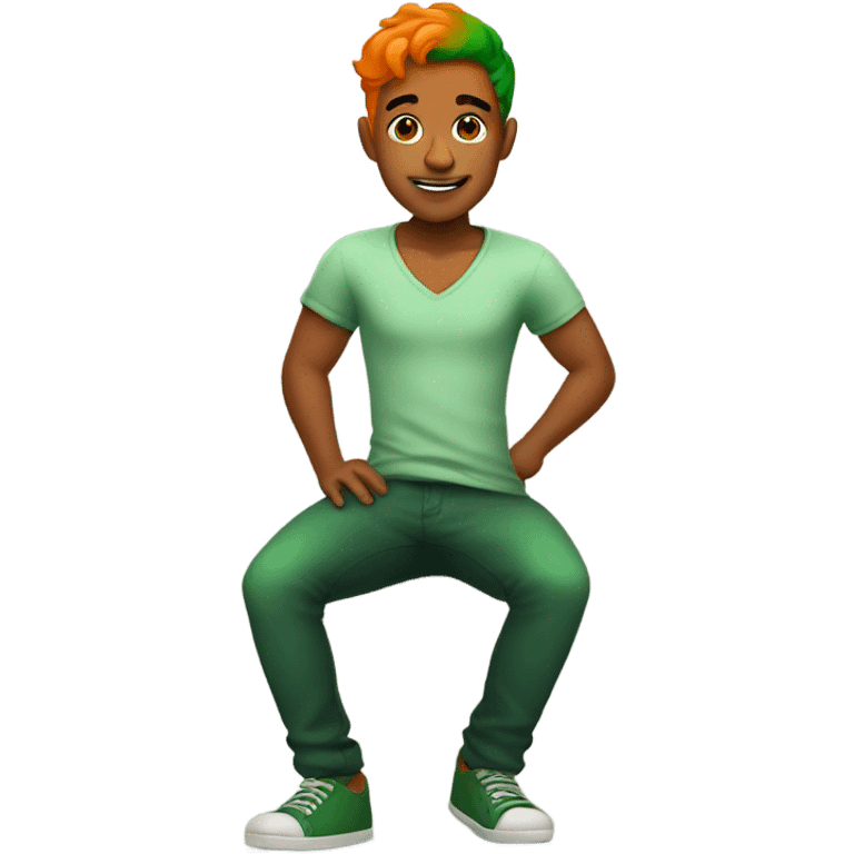 Short orange man with green hair emoji