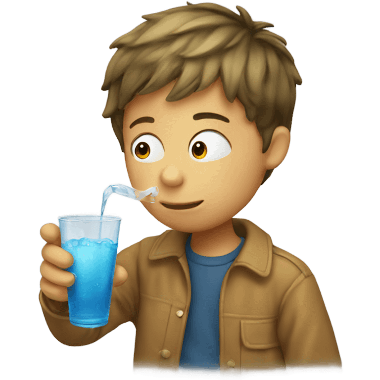 Boy drinking bubble  emoji