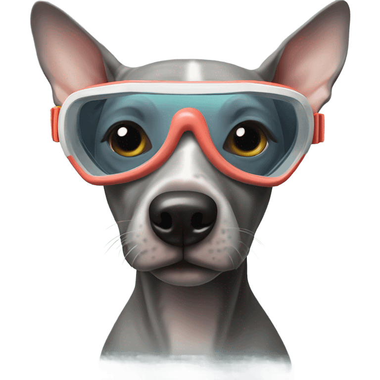 American Hairless Terrier with Snorkel Swimming Mask emoji