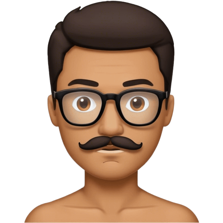 edgy brunette tan man with black glasses and a mustache and tan  emoji