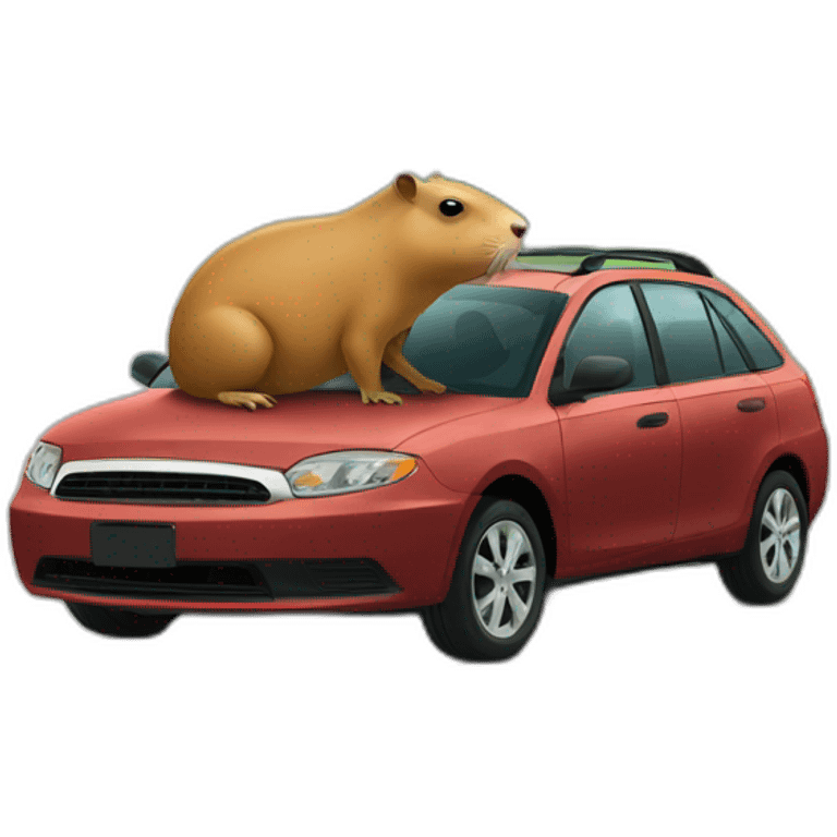 Capybara on a car emoji