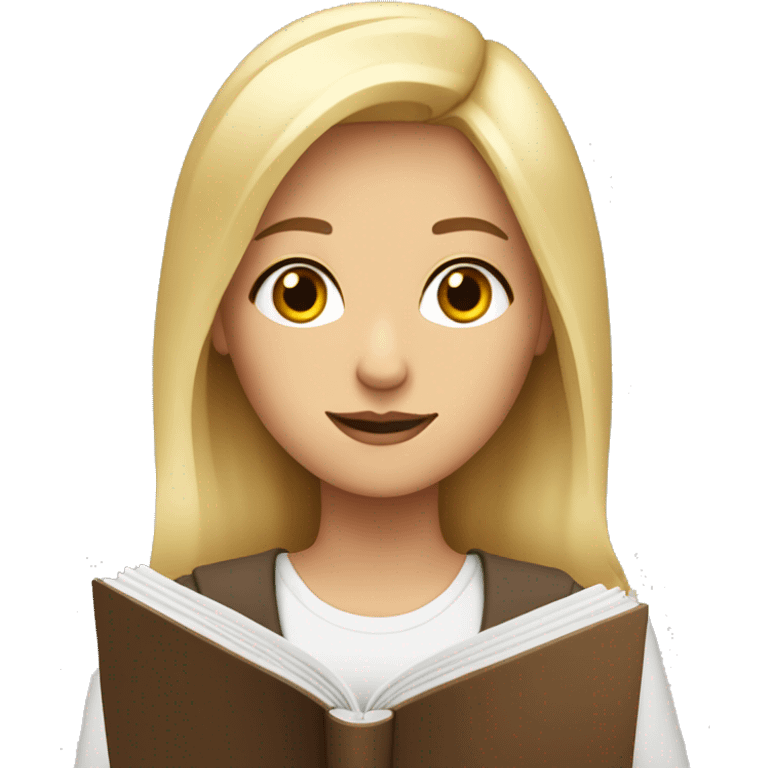 blonde woman with brown eyes shrugs shoulder with english book  emoji