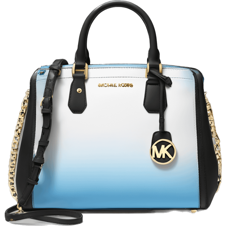 Realistic isolated white,sky blue,and black ombre Michael Kors satchel purse.  emoji