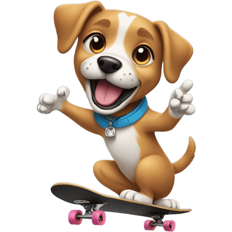 Dog doing sign language riding a skateboard emoji