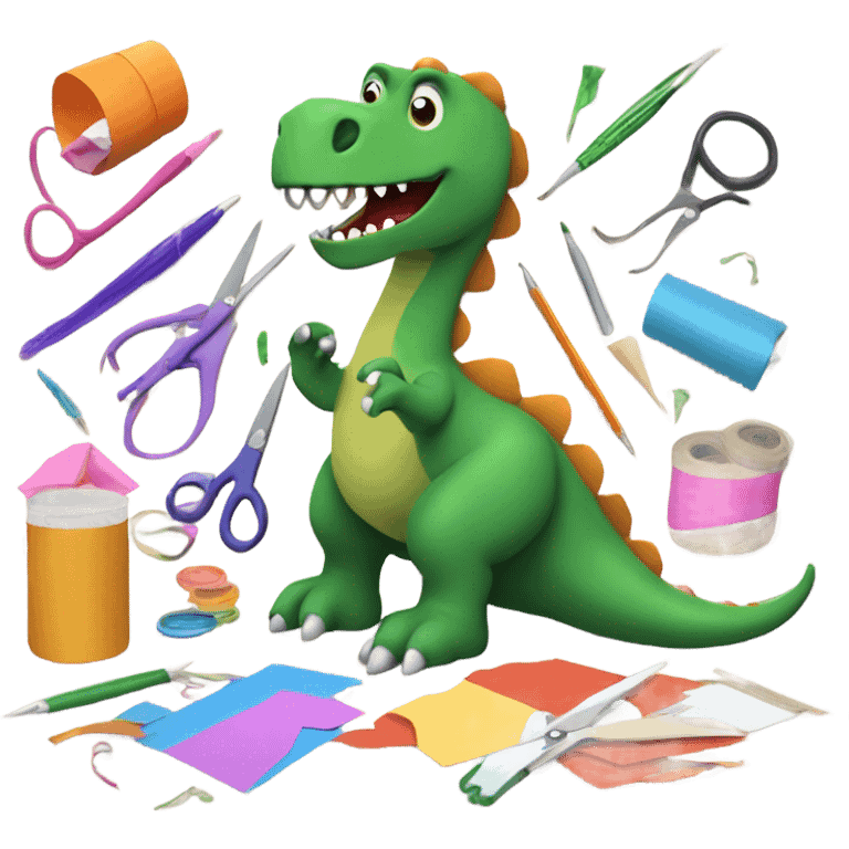 Dinosaur doing crafts emoji