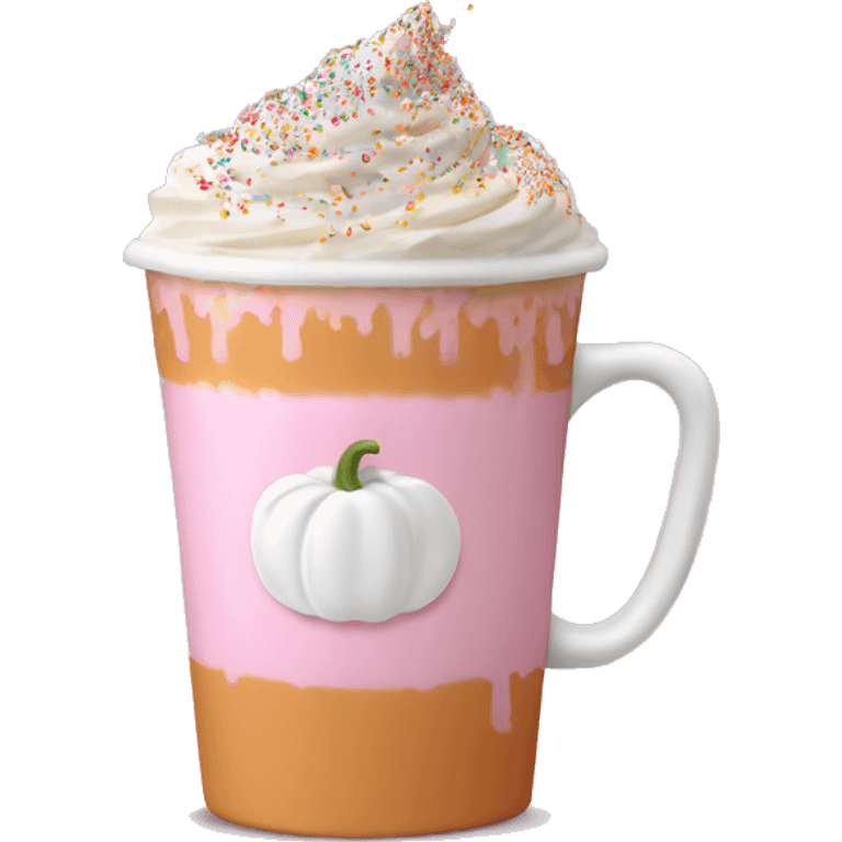 Light pink pumpkin latte with Multicolored Sprinkling emoji