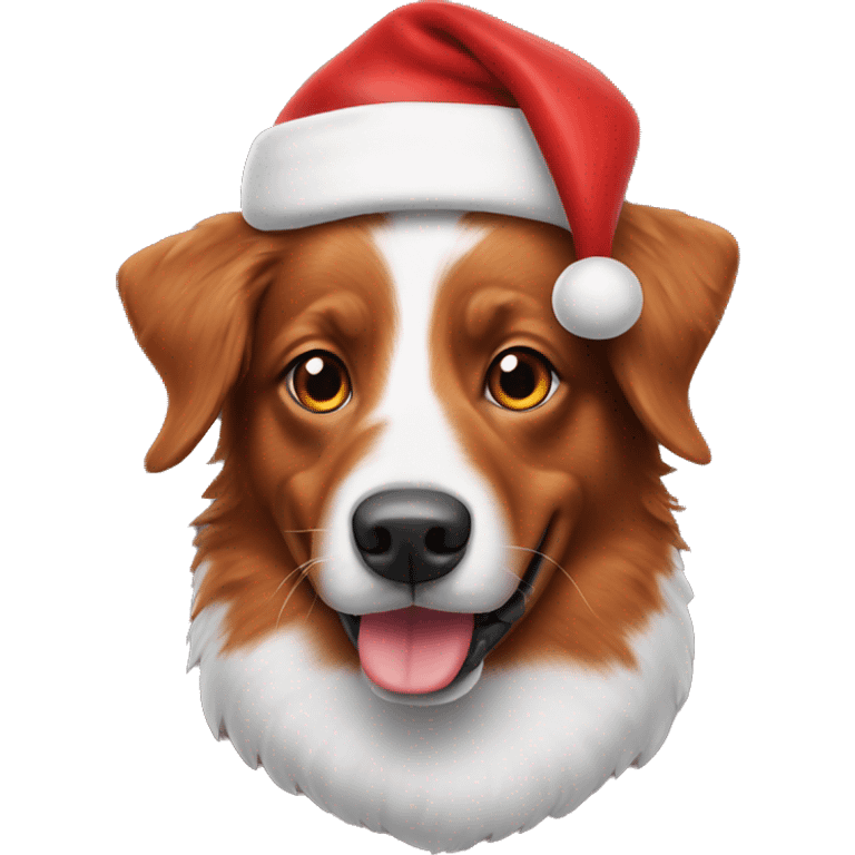 Red Aussie dog with santa hat emoji