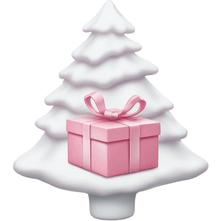 Light pink Christmas gifts under a white Christmas tree  emoji