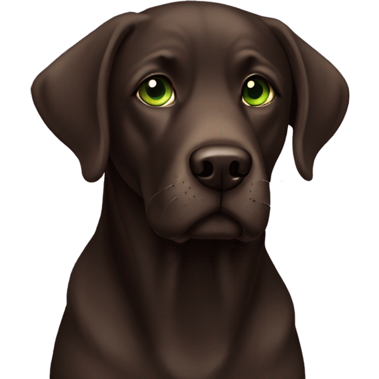 Dark Brown Labrador with green eyes  emoji