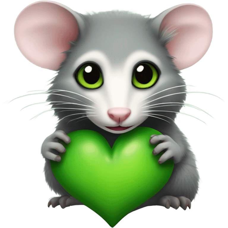 possum with green heart emoji