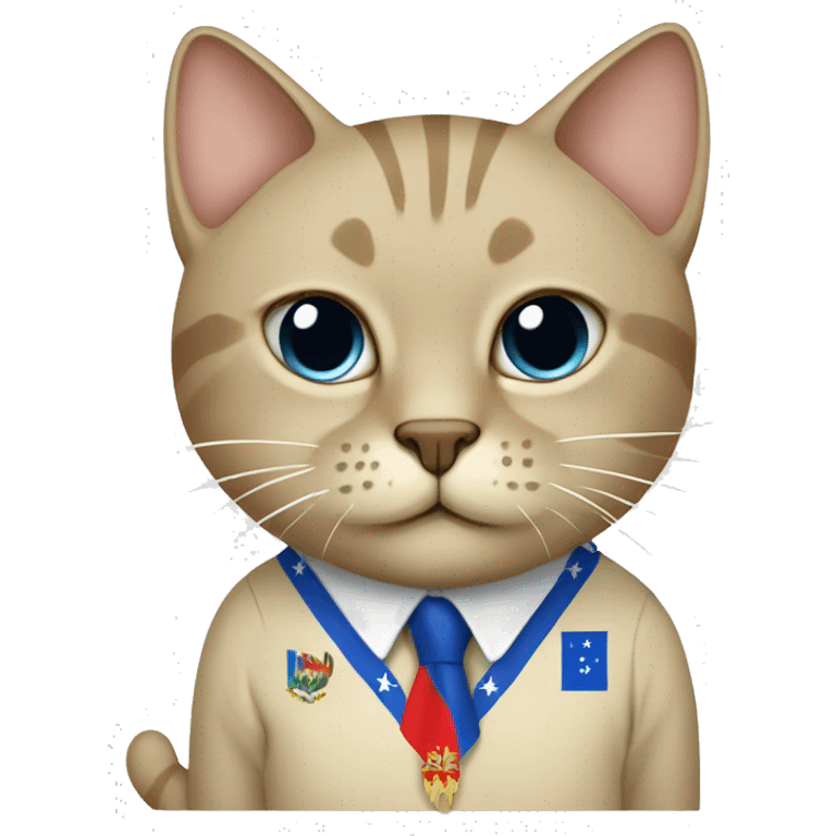 Beige cat wearing a shirt with a Bosnian flag  emoji