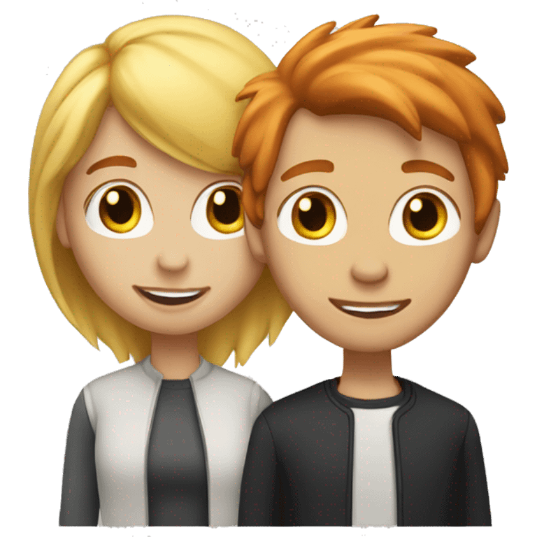 A red-haired girl and blonde-hair man loves  emoji