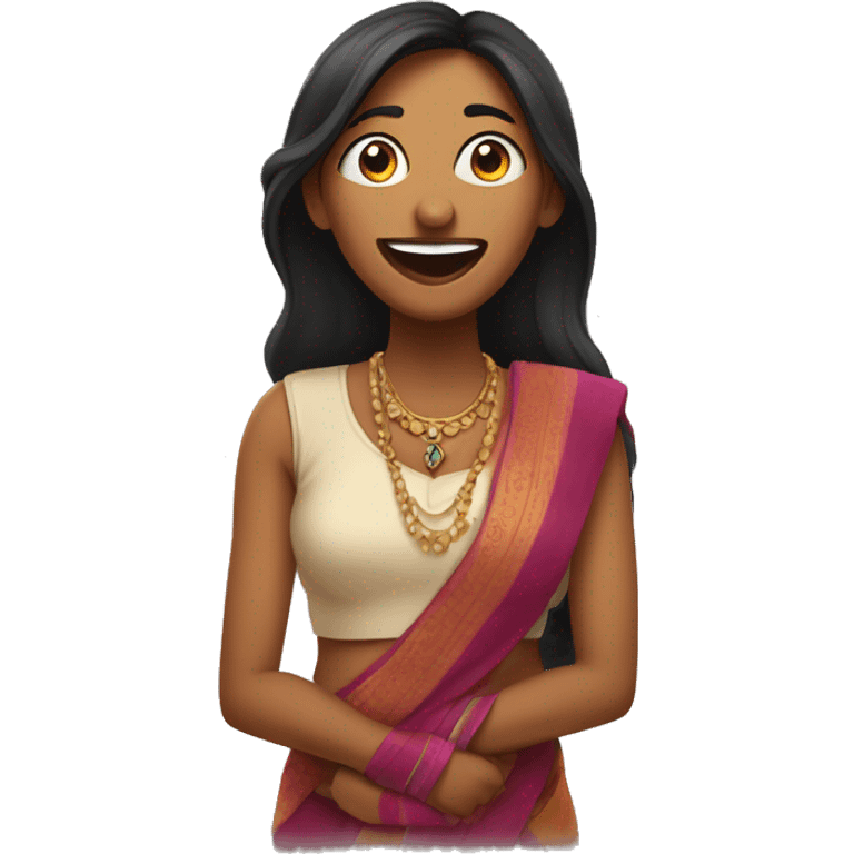 indian woman with tongue coming from between while smiling emoji