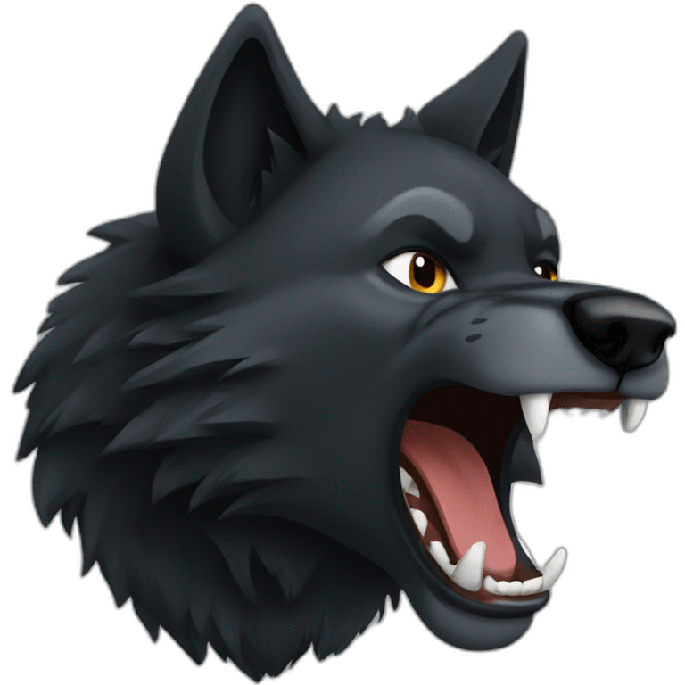 Black wolf growling  emoji