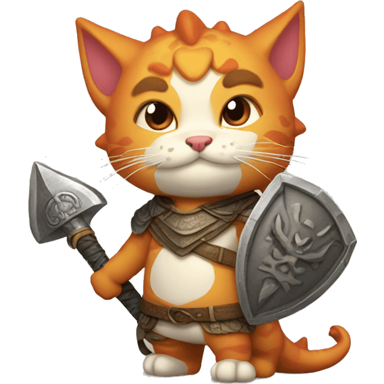 dragon warrior with cute cat emoji