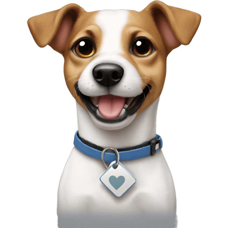 Jack russel that hold a label I love you emoji