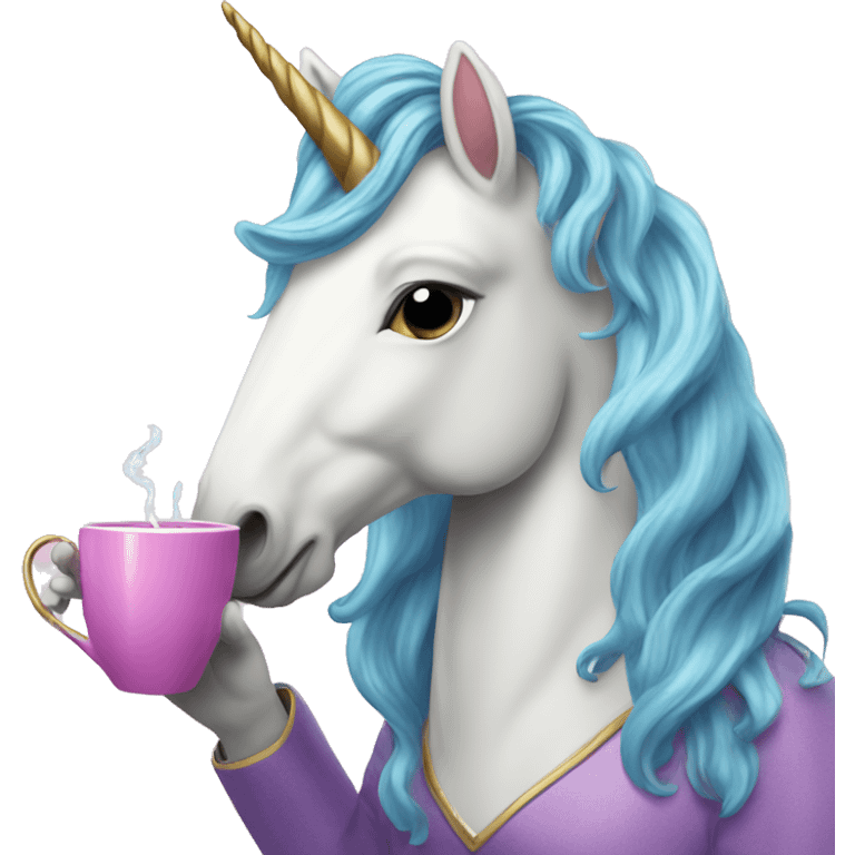 unicorn drinking tea emoji