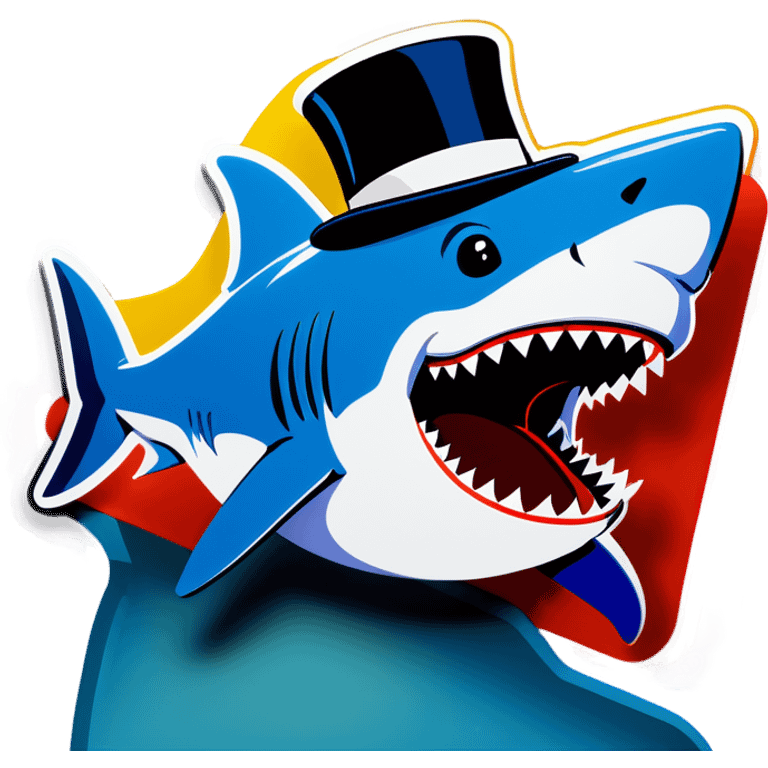 Shark with a top hat emoji