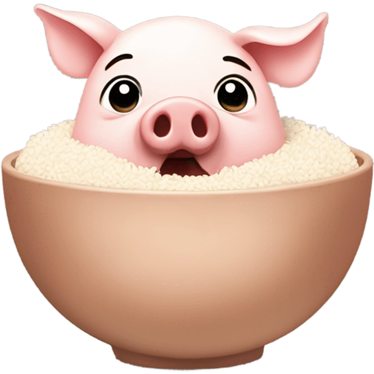 Pig eating rice meal emoji