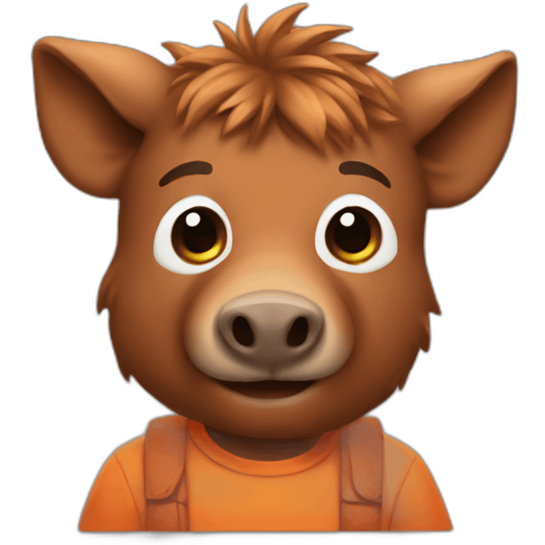 boar as cool guy in orange clothes emoji