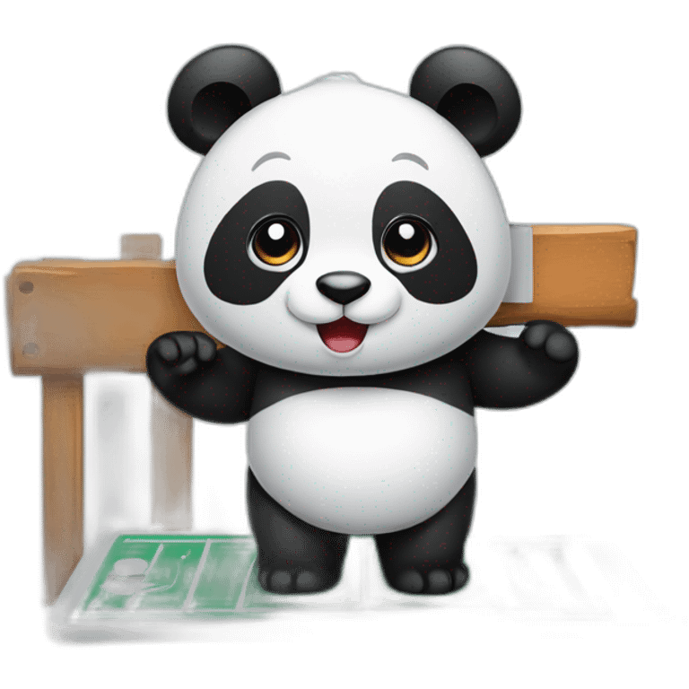 panda with a scoreboard with a 0 on it emoji