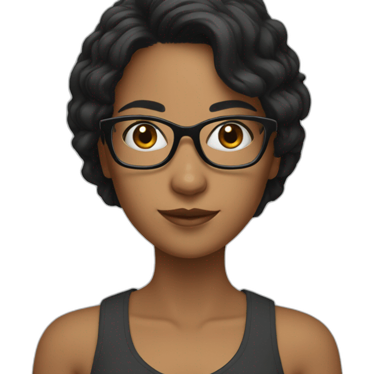 girl with black hair and glasses coaching online emoji