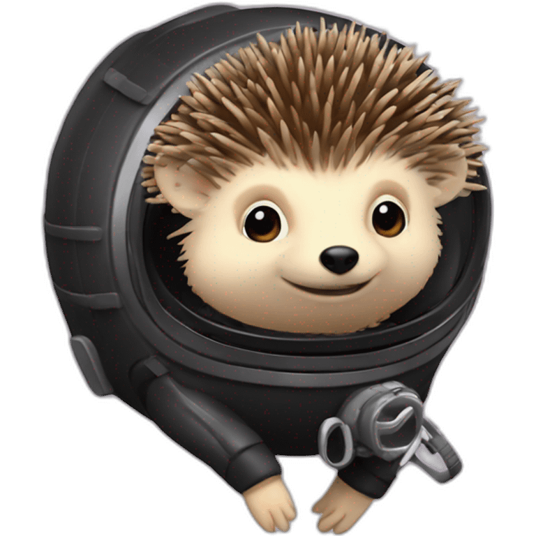 hedgehog in black rubber shiny diving suit emoji